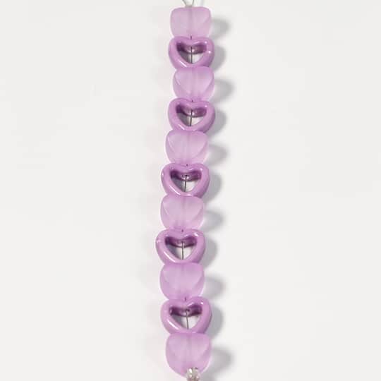 Jesse James Beads 14mm Purple Acrylic & Ceramic Heart Beads